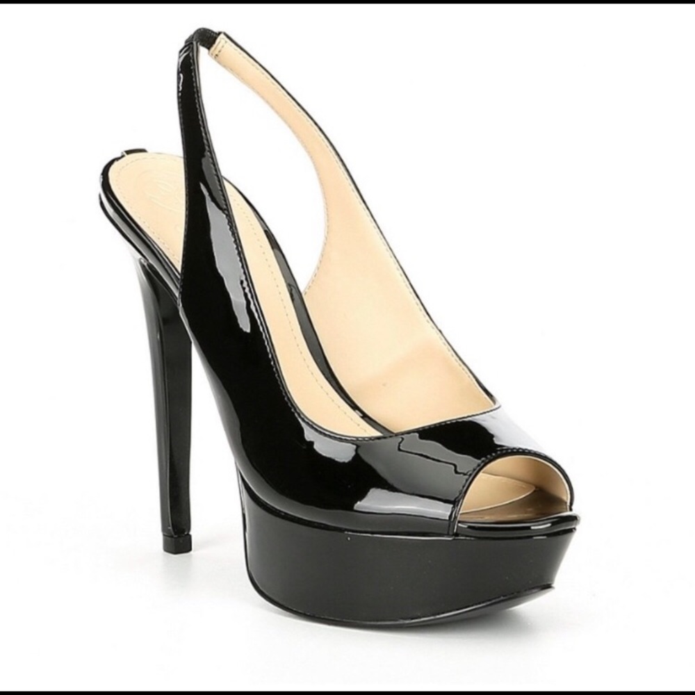 Guess Aerra Black Peep Toe Pump 9.5